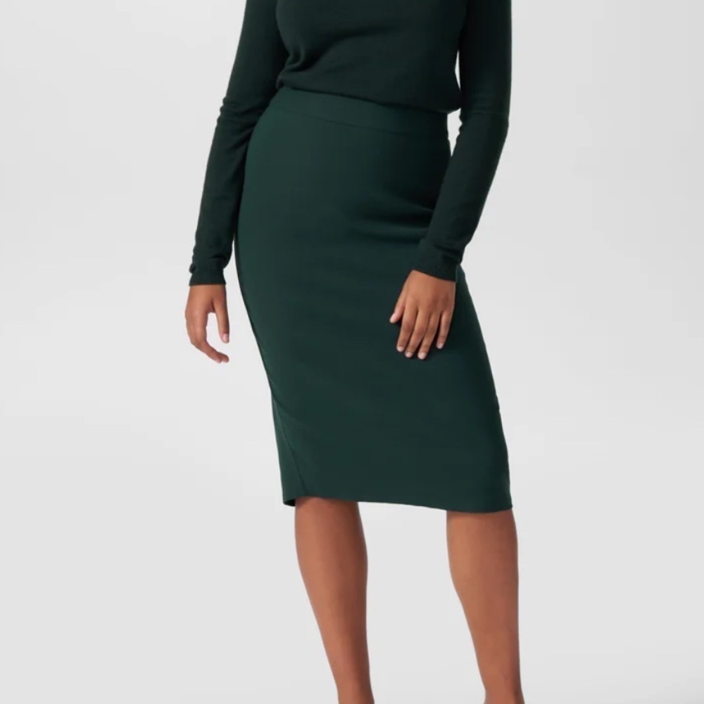 Universal Standard Lynn Luxe Twill Pencil Skirt Forest Green Plus Size 32 Z